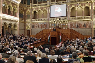 Az 1919 – A Nagy Szétesés című konferencia. Megnyitóbeszédet tart Kövér László, az Országgyűlés elnöke, 2019. november 21.