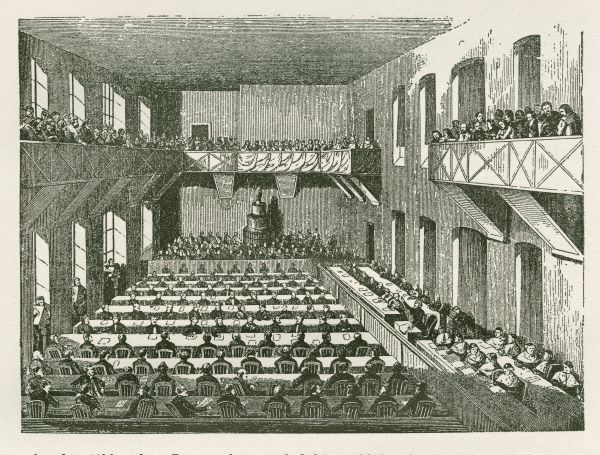 A követi tábla ülésterme Pozsonyban, metszet